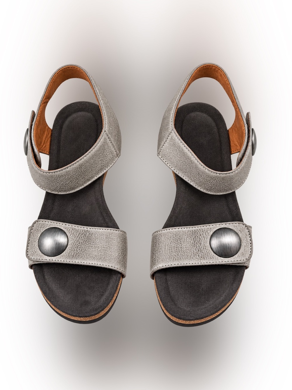 Grey Leather Wedge Sandals – Size 41